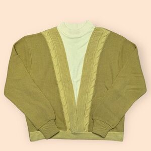 Vintage 1950s Campus Sweater Large Yellow Virgin Orlon Acrylic 50s 60s